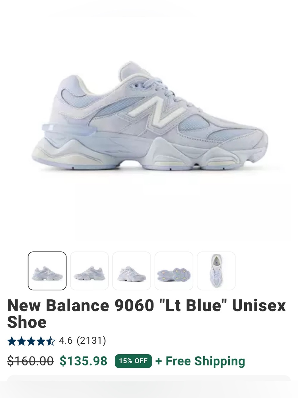 New Balance Light Blue 9060 NWT